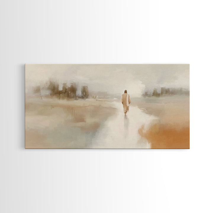 Silent Dawn Journey – Framed Canvas Print – Christian Art Canvas – Christian Wall Art – Jesus Painting – Christian Gift
