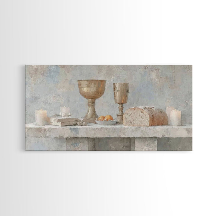 Bread Of Blessing – Framed Canvas Print – Christian Wall Art – Christian Art Print – Vintage Christian Art – Christian Gift – Christmas Art