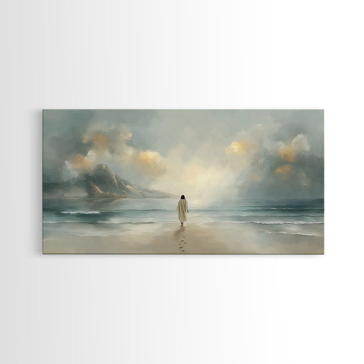 Heavenly Shore – Framed Canvas Print – Christian Christmas Art – Christian Art Canvas – Jesus Painting – Christian Wall Art – Large Christi