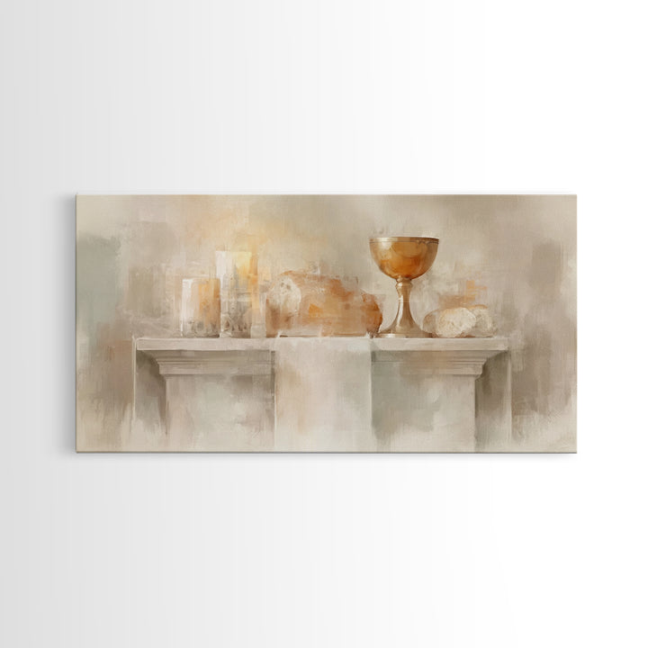 Golden Chalice Light | Framed Canvas Print | Christian Art Canvas | Christian Wall Art | Minimalist Christian Art | Christian Decor | Chris