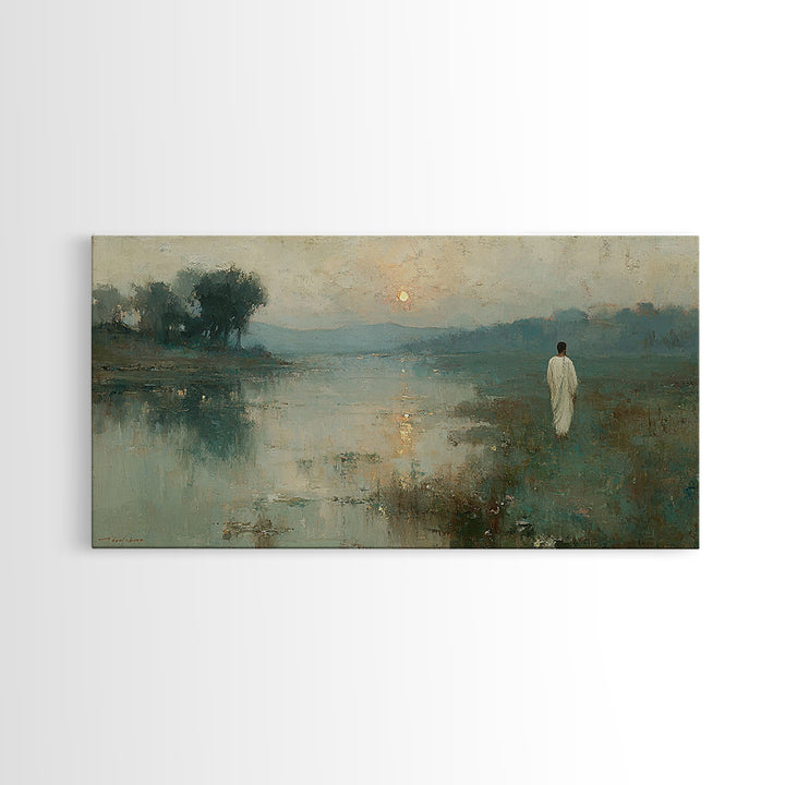 Lowland Dawn – Framed Canvas Print – Christian Art Canvas – Christian Wall Art – Jesus Painting – Subtle Christian Art – Christian Gift Ide
