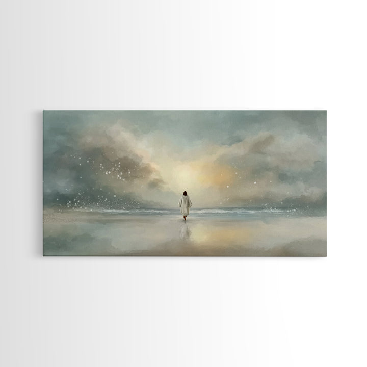 Heaven’s Glow – Framed Canvas Print – Christian Wall Art – Jesus Painting – Christian Art Canvas – Modern Christian Art – Christmas Art Pri