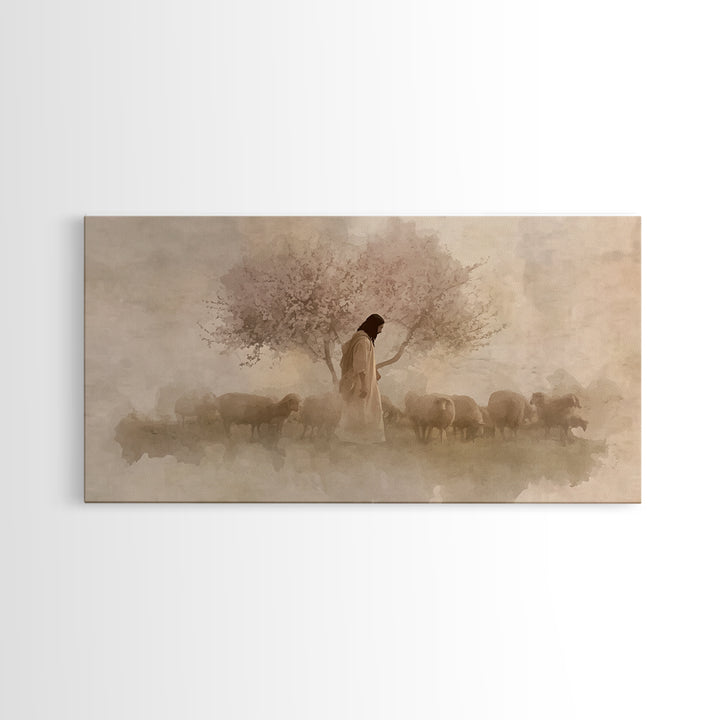 Gentle Shepherd – Framed Canvas Print – Christian Art Canvas – Jesus Painting – Christian Wall Art – Christian Art Print – Christian Christ
