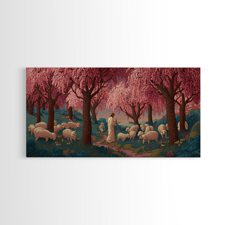 Cherry Shepherd – Framed Canvas Print – Christian Wall Art – Christian Art Canvas – Christian Art Work – Jesus Painting – Christian Christm