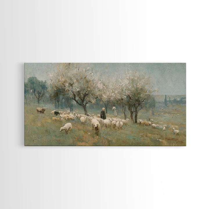 Spring Orchard Peace, Framed Canvas Print, Jesus Painting, Christian Wall Art, Christmas Art, Christian Art Canvas, Christian Decor
