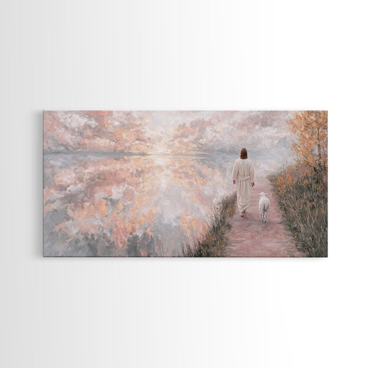 Guiding Shepherd Path – Framed Canvas Print – Christmas Art – Christian Decor – Christian Art Canvas – Jesus Painting – Christian Wall Art