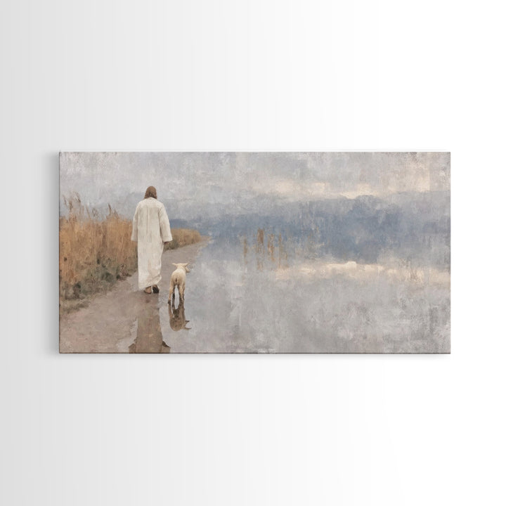 Silent Meadow Grace | Framed Canvas Print | Christian Decor | Christmas Art | Jesus Painting | Christian Art Canvas | Christian Wall Art