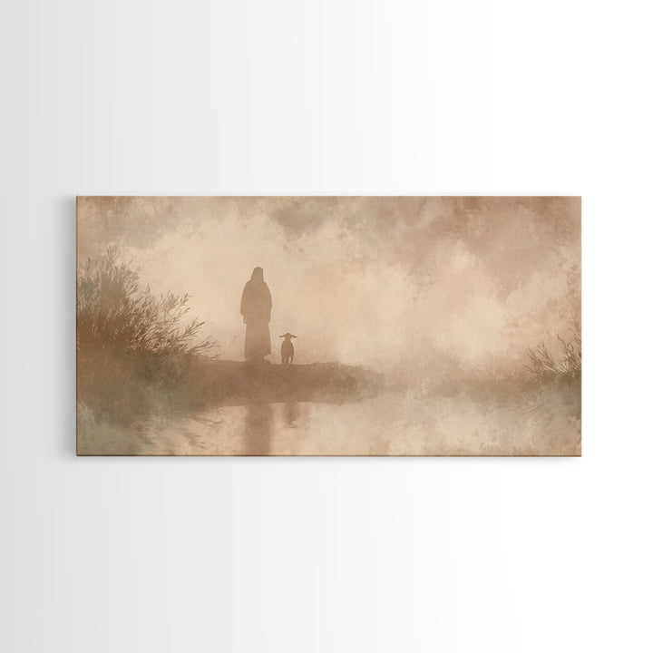 Heavenward Stroll – Framed Canvas Print – Christian Wall Art – Christian Art Canvas – Christian Decor – Christmas Art – Jesus Painting