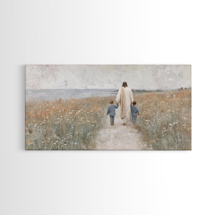 Field Of Gentle Light | Framed Canvas Print | Christian Decor | Jesus Painting | Christian Art Canvas | Christian Wall Art | Christian Art