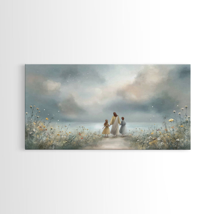 Distant Shore Peace – Framed Canvas Print – Christian Art Canvas – Christian Wall Art – Jesus Painting – Christian Decor – Christian Art