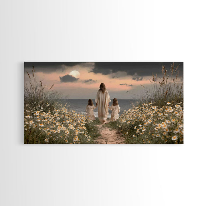 Moonlit Path Calm, Framed Canvas Print, Christian Wall Art, Christian Art Canvas, Jesus Painting, Christian Decor, Christian Art