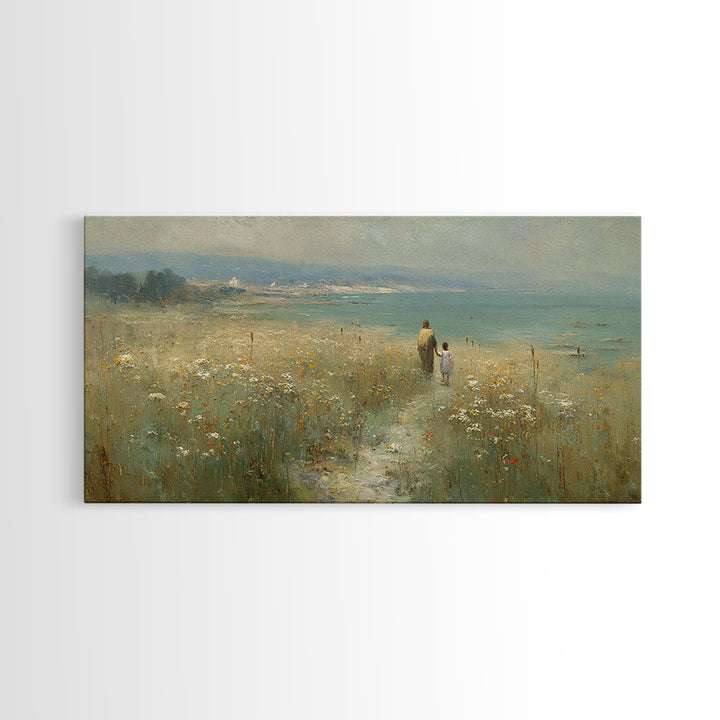 Seaside Meadow Hope | Framed Canvas Print | Christian Wall Art | Christian Art Canvas | Christian Decor | Jesus Painting | Christian Gift