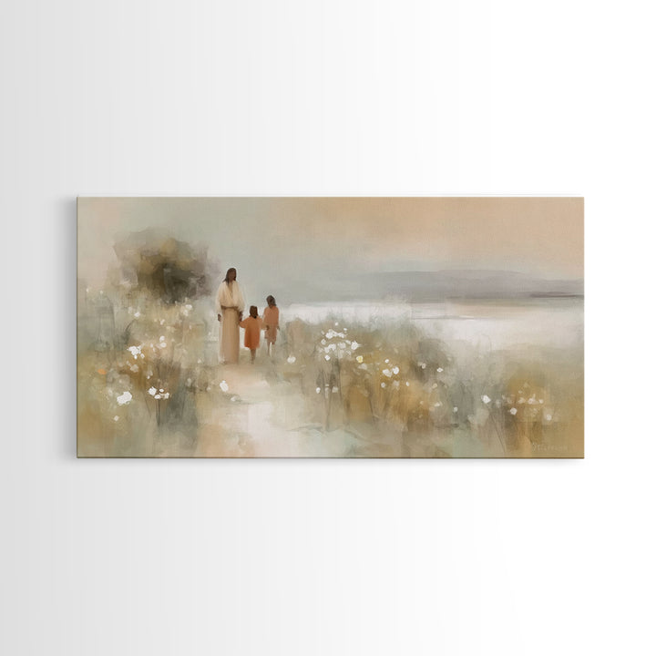 Golden Coast Promise – Framed Canvas Print – Christian Art – Jesus Painting – Christian Art Canvas – Christian Wall Art – Christian Decor