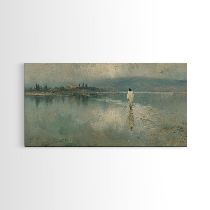 Silent Water Path, Framed Canvas Print, Christian Art Canvas, Jesus Painting, Christian Wall Art, Christian Gift Ideas, Christian Christmas