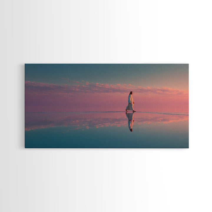 Blush Sky Promise, Framed Canvas Print, Christian Art Canvas, Christian Wall Art, Jesus Painting, Christian Christmas Art, Christian Gift I