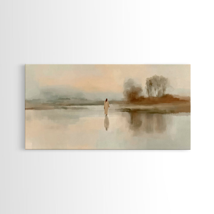 Quiet River Grace – Framed Canvas Print – Jesus Painting – Christian Art Canvas – Christian Wall Art – Christmas Art – Christian Christmas