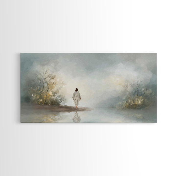 Sacred Still Waters – Framed Canvas Print – Christian Art Canvas – Jesus Painting – Christian Christmas Art – Christmas Art – Christian Wal