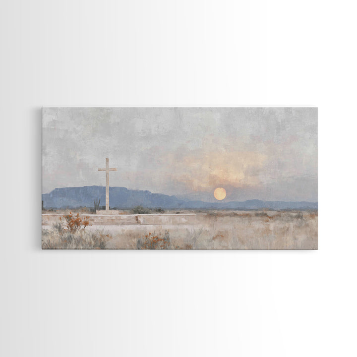 Cross Of The Horizon – Framed Canvas Print – Christian Wall Art – Christian Art Canvas – Christian Painting – Christian Decor – Christmas W