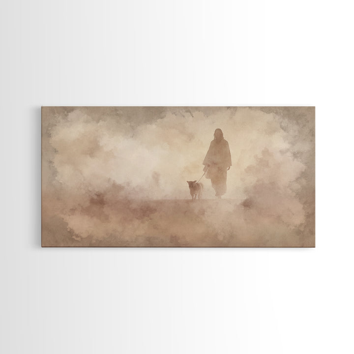 Shepherd And Lamb – Framed Canvas Print – Christmas Art – Jesus Painting – Christian Wall Art – Christian Art Canvas – Christian Christmas