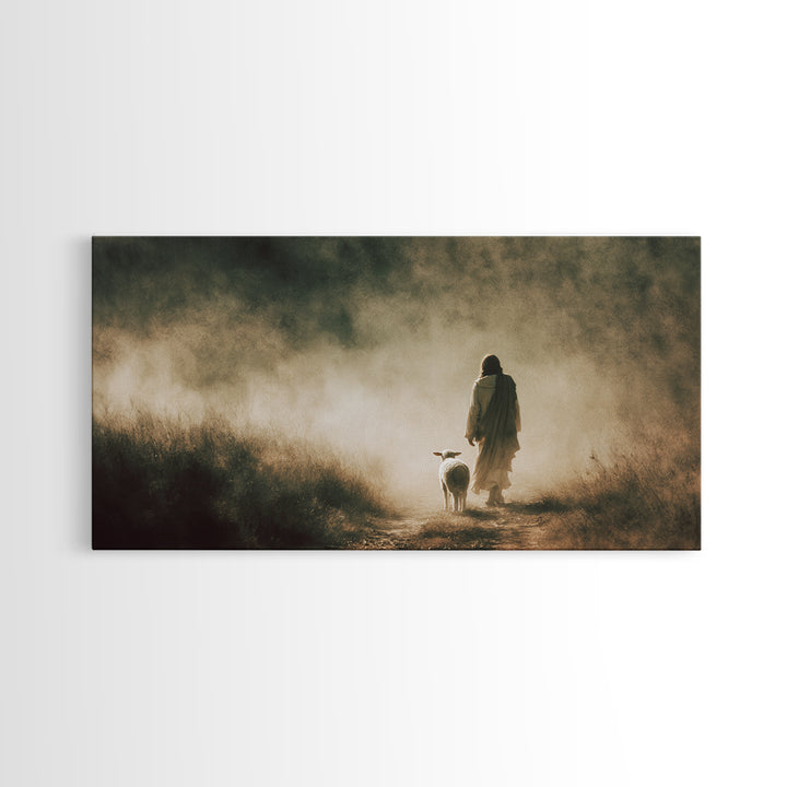Gentle Meadow Grace – Framed Canvas Print – Jesus Painting – Christian Art Canvas – Christian Wall Art – Christian Christmas Art – Faith