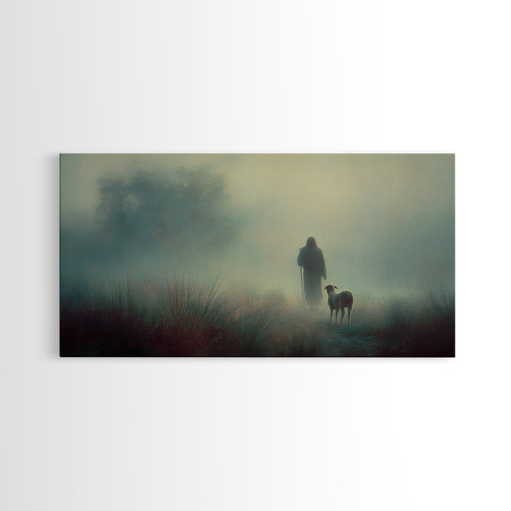 Autumn Shepherd Calm – Framed Canvas Print – Christian Wall Art – Christian Art Canvas – Christian Christmas Art – Jesus Painting – Faith