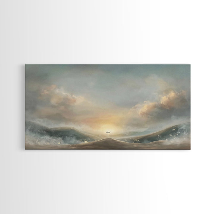 Dawn Of Salvation – Framed Canvas Print – Christian Wall Art – Christian Art Canvas – Minimalist Christian Art – Christian Decor – Christia