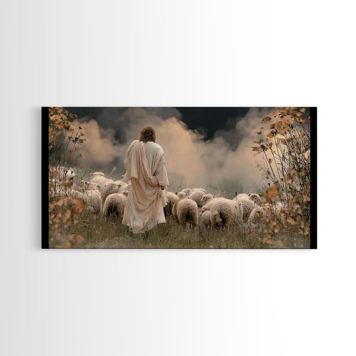 Autumn Shepherd Peace | Framed Canvas Print | Jesus Painting | Christian Art Canvas | Christian Wall Art | Christmas Art | Christian Gift I