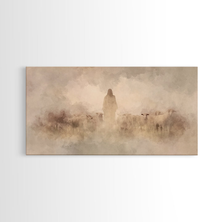 Clouded Holy Calm, Framed Canvas Print, Christian Art Canvas, Christian Wall Art, Jesus Painting, Christian Christmas Art, Modern Christian