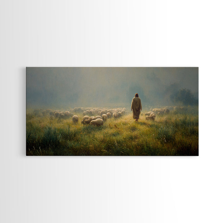Morning Pasture Hope | Framed Canvas Print | Christian Wall Art | Christian Painting | Christian Art Canvas | Jesus Painting | Christian Ch