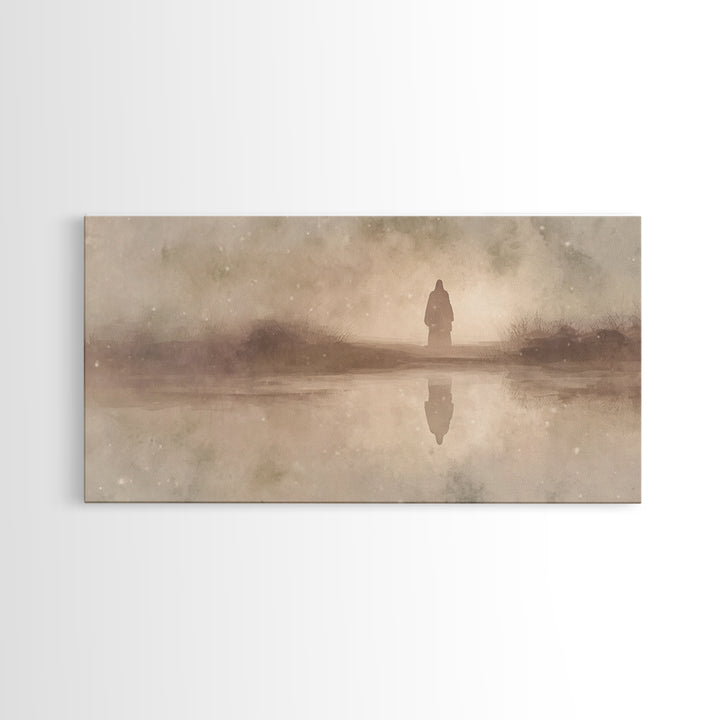 Silent Winter Path, Framed Canvas Print, Christian Art Canvas, Christian Art, Christian Wall Art, Jesus Painting, Christian Christmas Art