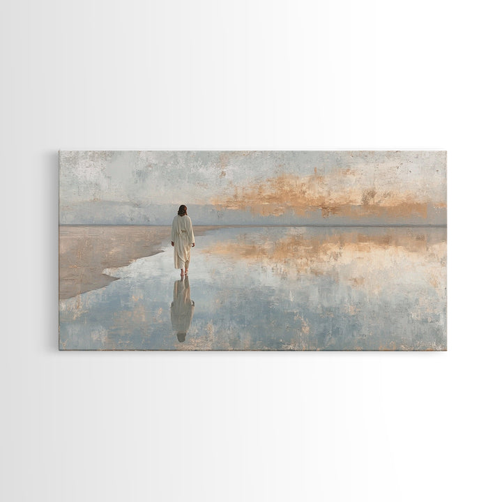 Still Waters, Framed Canvas Print, Christian Art Canvas, Jesus Wall Art, Christian Decor, Christmas Art, Christian Painting, Holiday Art