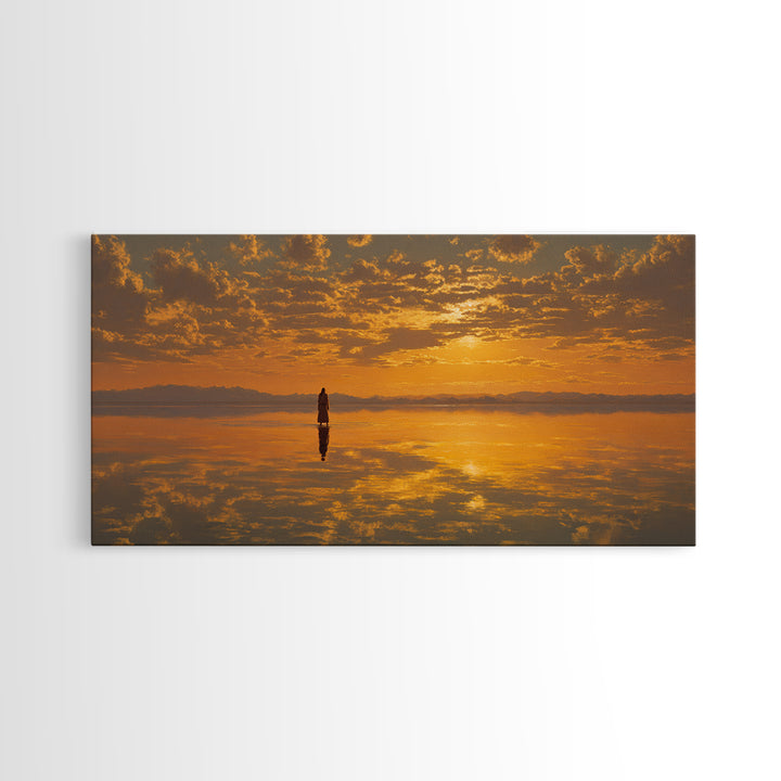 Golden Refuge, Framed Canvas Print, Christian Art Painting, Jesus Canvas Art, Christmas Wall Art, Christian Decor, Modern Christian Art