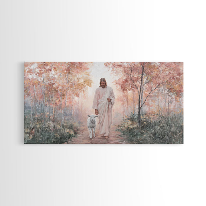 Gentle Shepherd - Framed Canvas Print - Christian Art Canvas - Jesus Wall Art - Christmas Art - Christian Painting - Holiday Art - Faith Ar