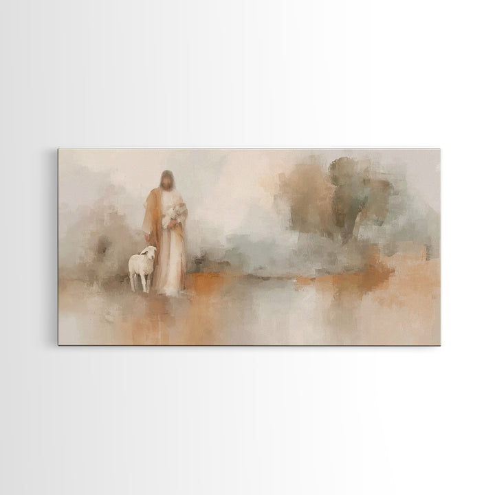 Soft Mercy Walk, Framed Canvas Print, Christian Art Canvas, Jesus Art Print, Christmas Decor, Christian Wall Art, Subtle Christian Art
