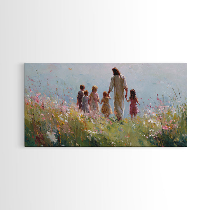 Field Of Blessings, Framed Canvas Print, Christian Art Canvas, Christian Wall Art, Jesus Painting, Christian Christmas Art, Christian Gift