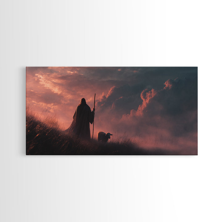 Shepherd’s Peace – Framed Canvas Print – Christian Art Canvas – Jesus Painting – Christmas Art Work – Christian Wall Art – Christian Gift