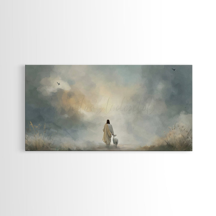 Still Waters Path – Framed Canvas Print – Christian Wall Art – Jesus Painting – Subtle Christian Art – Christian Art Canvas – Christian Chr