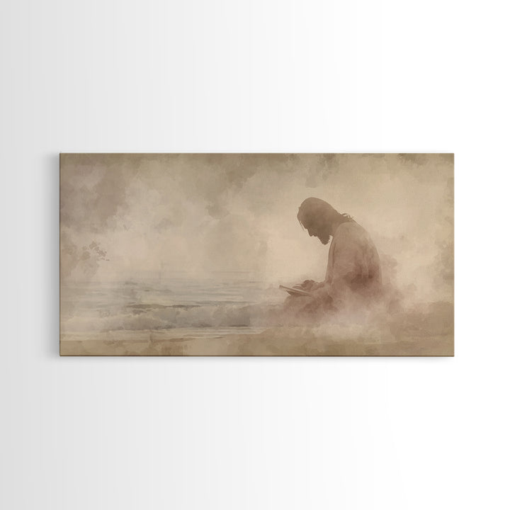 Quiet Harvest Light, Framed Canvas Print, Christian Wall Art, Christian Art Canvas, Abstract Christian Art, Moody Christian Art, Modern Jes