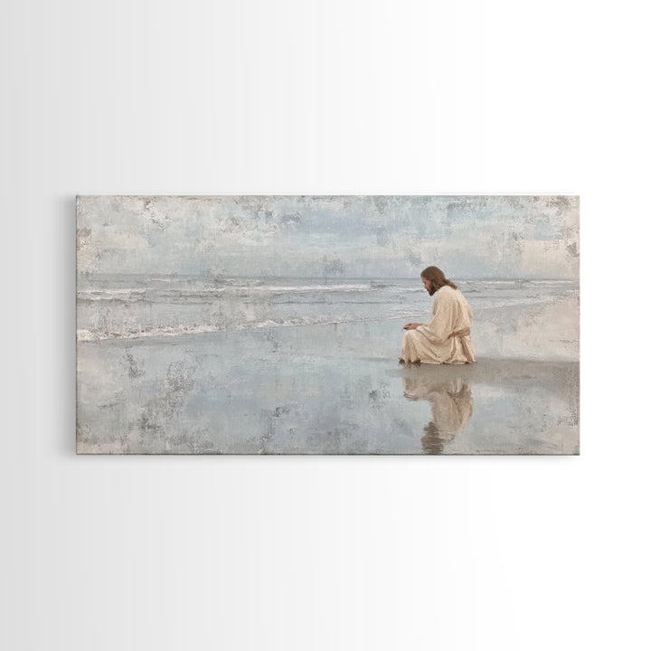 Morning Tide Hope, Framed Canvas Print, Christian Art Prints, Large Christian Art, Moody Christian Art, Christian Painting, Retro Christmas