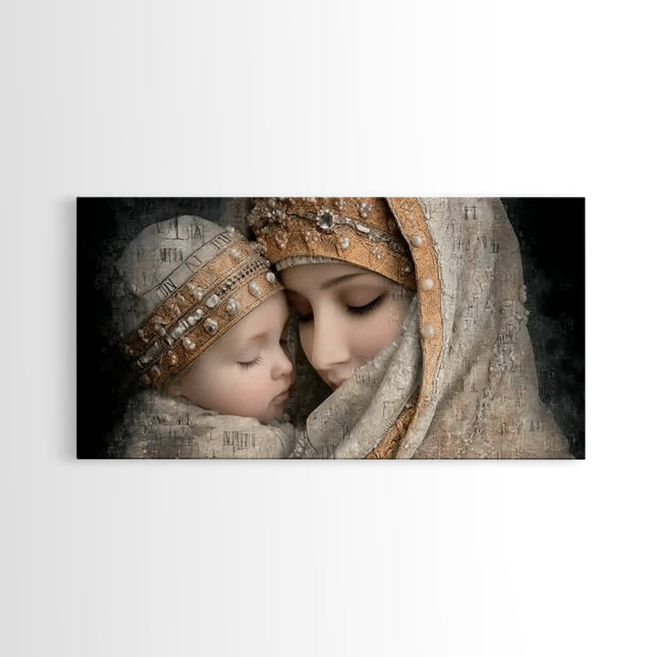 Holy Mother Grace | Framed Canvas Print | Mary and Jesus Painting | Christian Wall Art | Christian Art Print | Vintage Christian Art | Chri