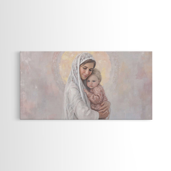 Radiant Motherhood | Framed Canvas Print | Christian Art Canvas | Christian Christmas Art | Mary And Jesus Painting | Christian Wall Art |