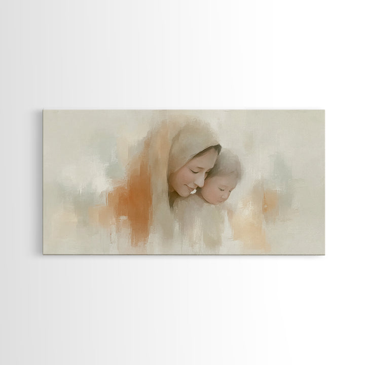 Gentle Dawn – Framed Canvas Print – Christian Art Canvas – Christian Wall Art – Mary And Jesus Painting – Christmas Art – Christian Christm