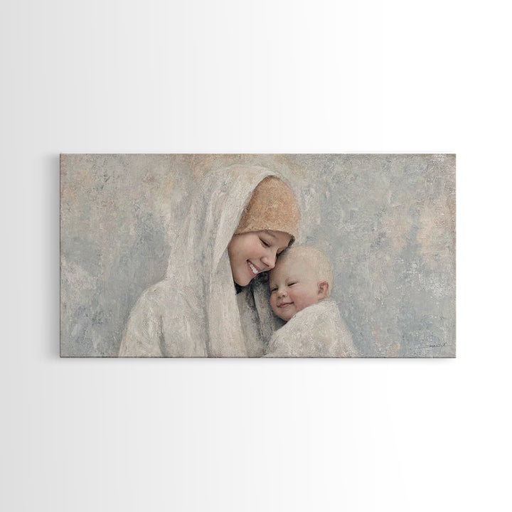 Blessed Lullaby, Framed Canvas Print, Christian Art Canvas, Christian Wall Art, Christian Christmas Art, Jesus Painting, Christian Gift