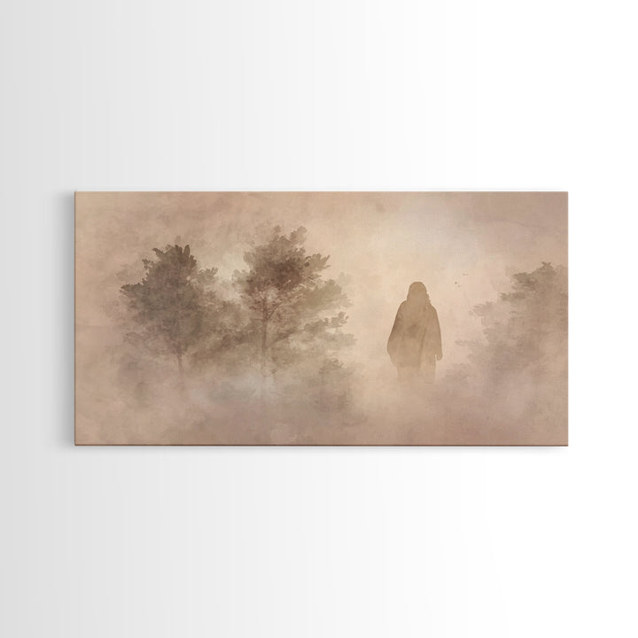 Silent Dawn Walk – Framed Canvas Print – Christian Wall Art – Christian Art Canvas – Jesus Painting – Christian Christmas Art – Art Print