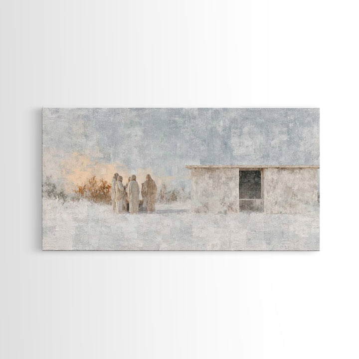 Humble Manger Night – Framed Canvas Print – Christian Wall Art – Christian Art Canvas – Jesus Christmas Art – Christmas Art – Art Print