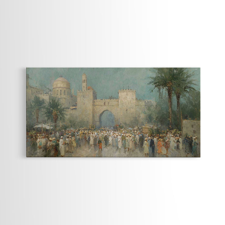 Jerusalem Gathering – Framed Canvas Print – Christian Art Canvas – Christian Wall Art – Vintage Christian Art – Christian Gift Ideas