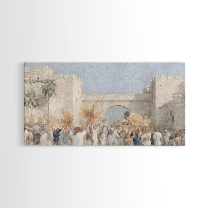 Palm Procession – Framed Canvas Print – Christian Christmas Art – Christian Art Canvas – Christian Wall Art – Jesus Painting