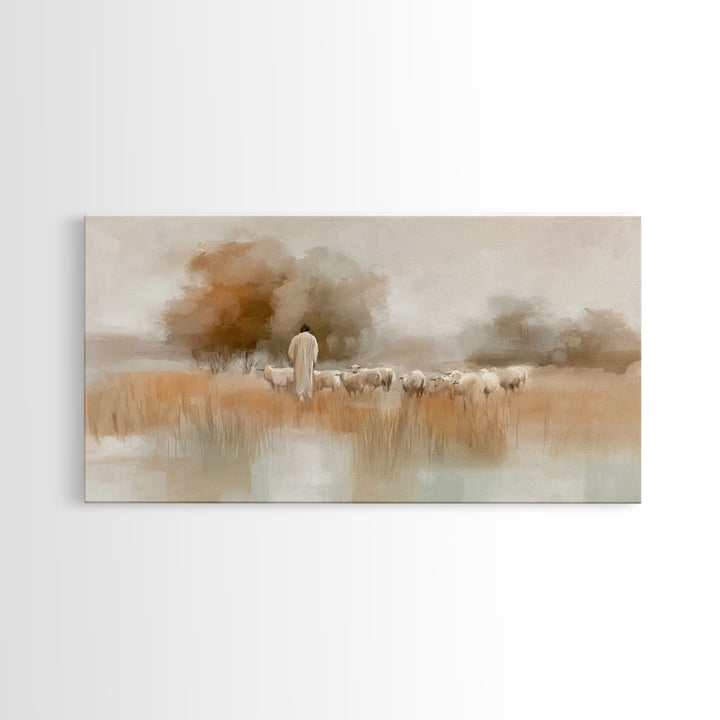 Shepherd Of Stillness | Framed Canvas Print | Christian Art Canvas | Jesus Painting | Christian Wall Art | Christian Gift Ideas | Christmas