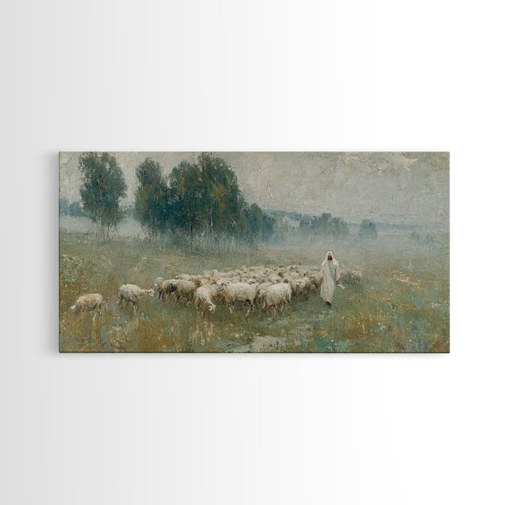 Valley Of Calm, Framed Canvas Print, Christian Wall Art, Jesus Painting, Christian Art Canvas, Large Christian Art, Christian Christmas Dec