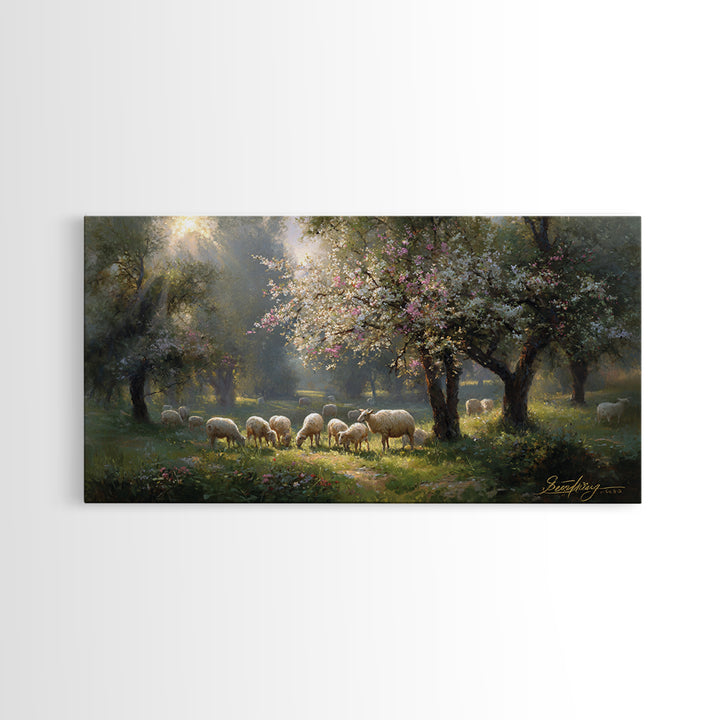 Garden Of Light | Framed Canvas Print | Christian Painting | Jesus Wall Art | Christian Gift Ideas | Vintage Christian Art